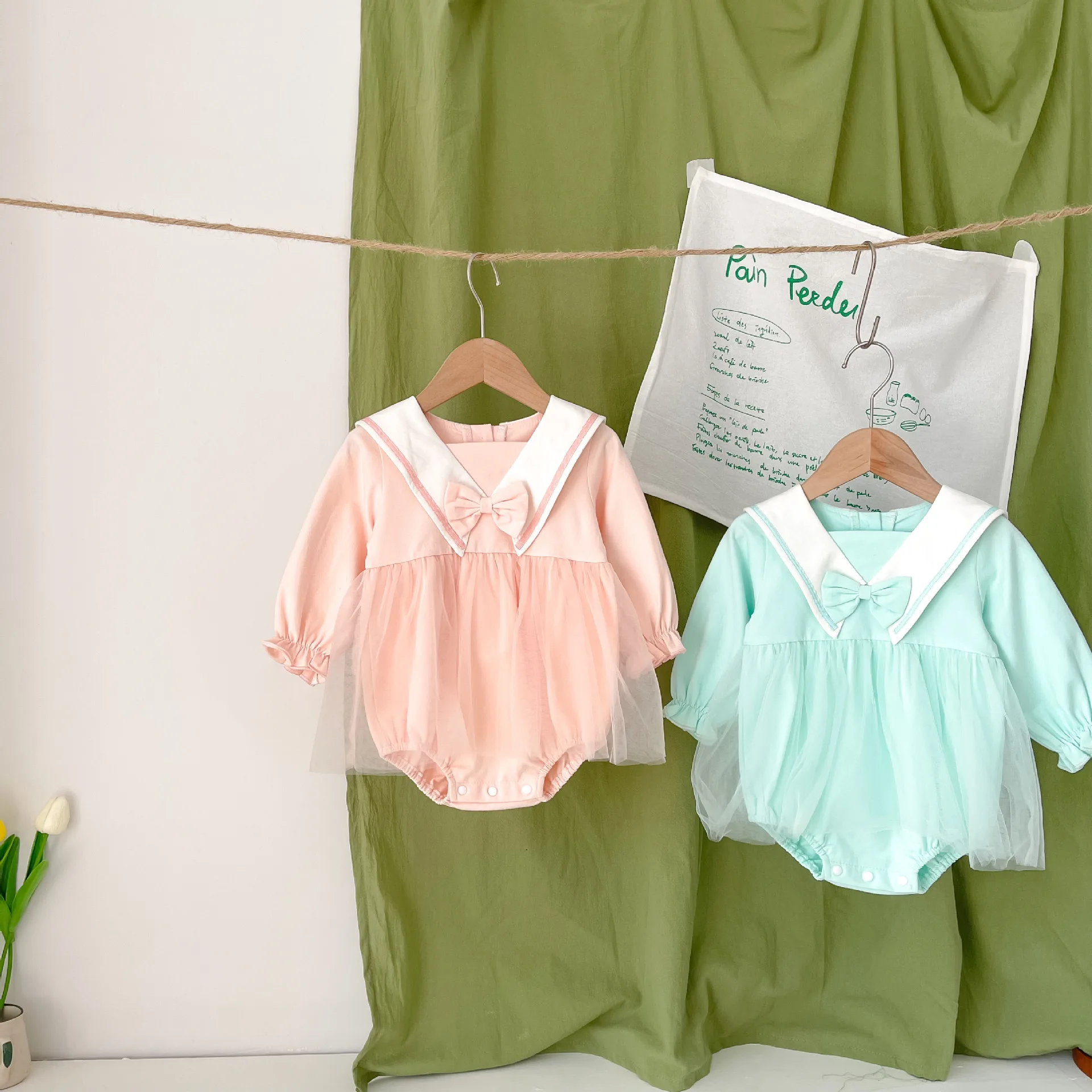 

Toddler Baby Girl Long Sleeve Bodysuits Spring Lovely Princess Style Newborn Baby Girl Bow-knot Jumpsuit Kids Cotton Clothes