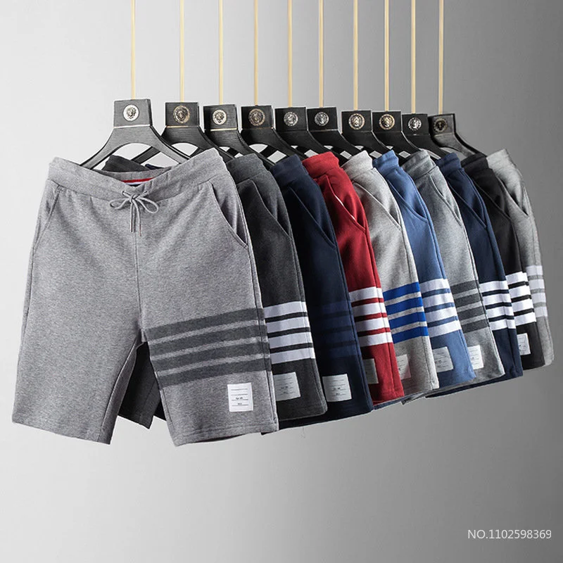 

TB FO Tom Casual Sorts Four-bar Striped Tide Men's Summer Trend Drawstrin Cotton Brand Sports Couple Mid Pants