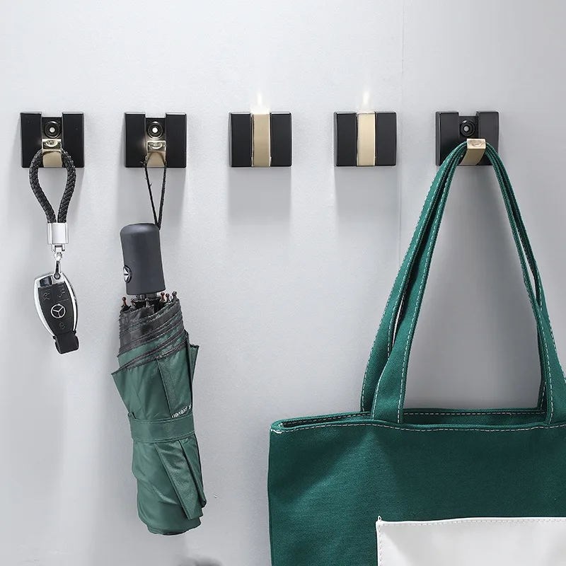 

Black Golden Robe Hooks Folding Towel Hanger Wall Hooks Coat Clothes Holder Rack Coats for Wall Bathroom