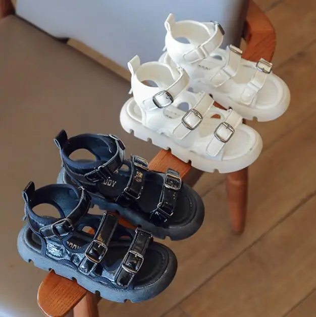 

2022 Summer Girl Beach Roman Sandals Baby Toddler Casual Shoe Kids Girls Leather Bow Princess Sandals Children Teens Shoes 3-13Y