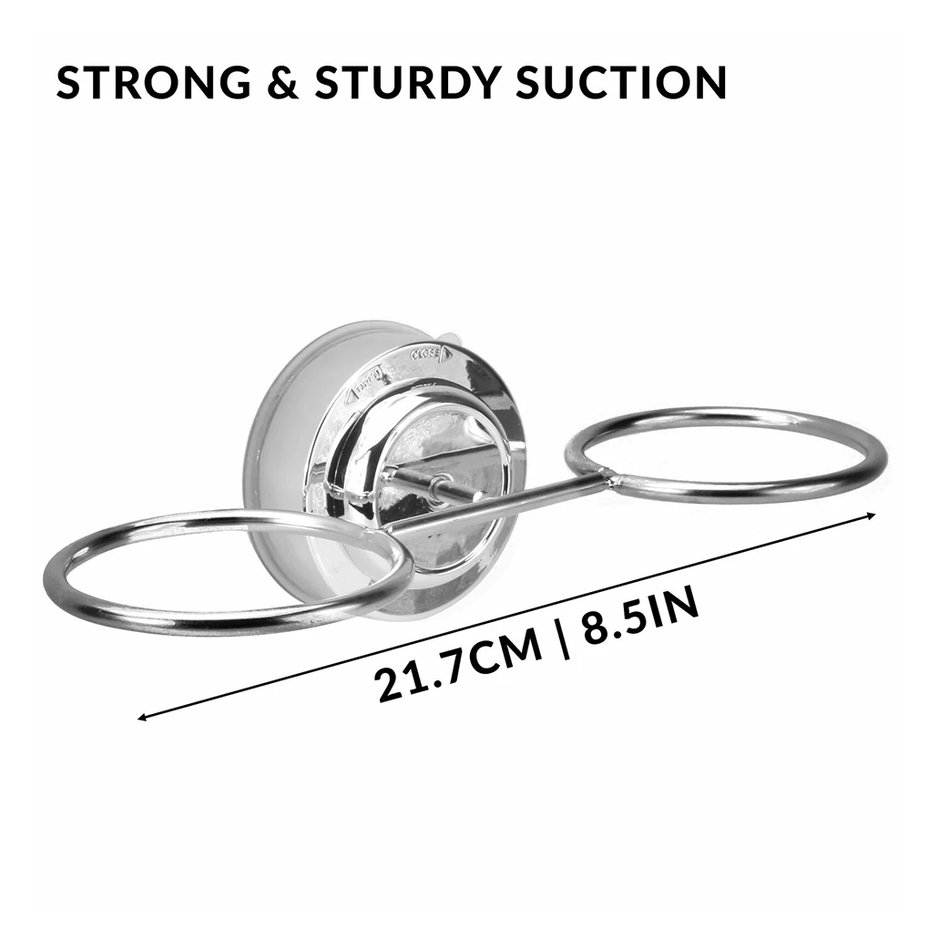 

RecabLeght Stainless Steel Bathroom Cup Holder Kitchen Punch-Free Toothbrush Tooth Cups Rack Wall Mounted Sucker Storage Shelf