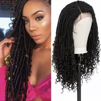 my lady 25 synthetic braided lace front wig goddess faux locs wig with baby hair dreadlocks wig crochet hair braids brazilian