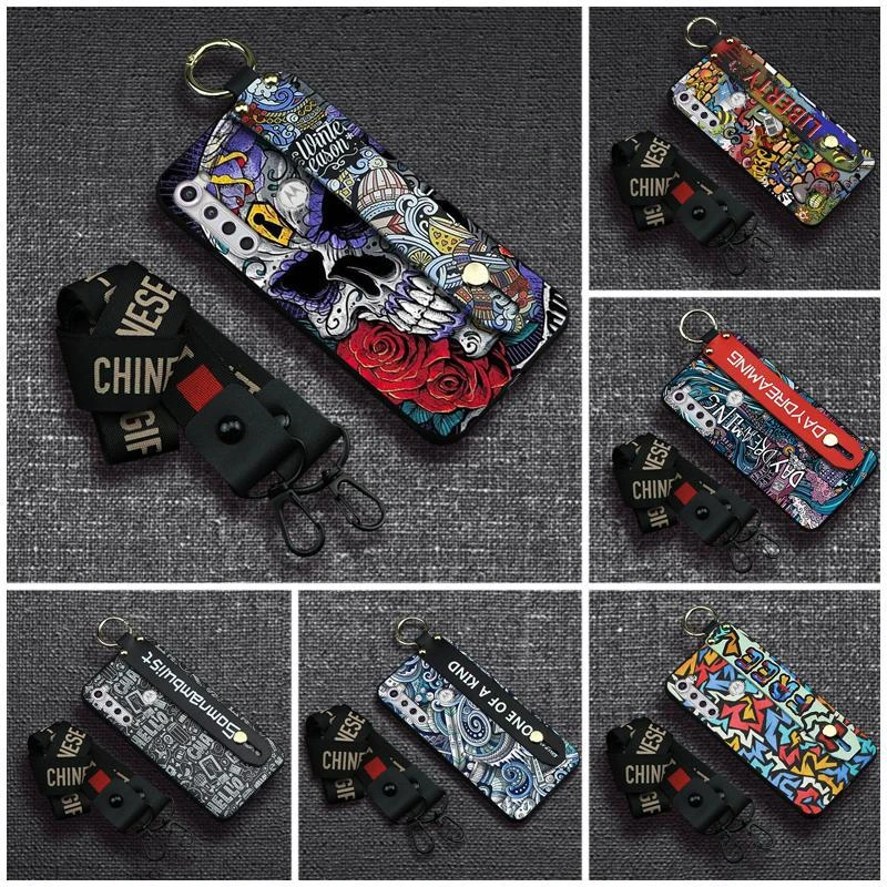 

Fashion Graffiti With Ring Stand Lanyard Soft TPU Cover For Motorola MOTO One 5G Ace Fusion Plus Pro Hyper Vision P40 P50 Cases