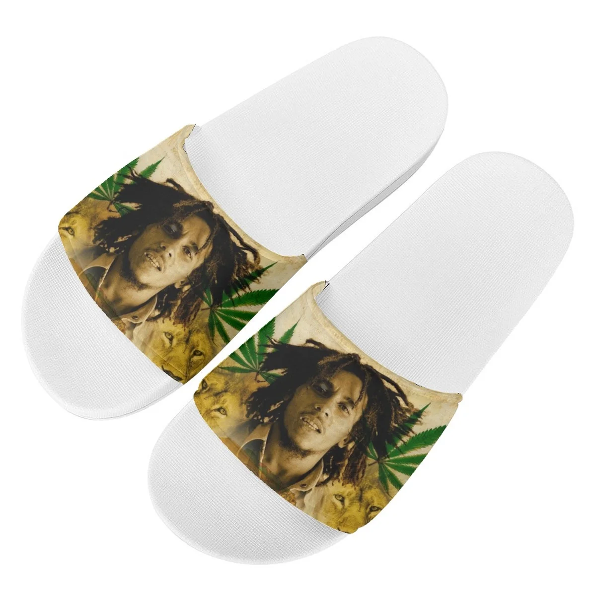 New Jamaican Rock Rapper Bob Marley Slippers Season Leisure Home Flats Unisex Breathable Comfortable Sandals for Adults Children