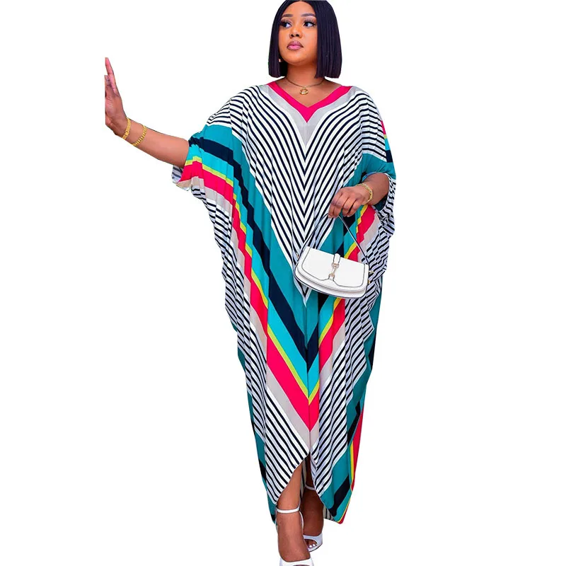 

Traditional Dashiki African Print Dresses for Women Plus Size Boubou Robe Africaine Femme Dubai Abaya Muslim Kaftan Maxi Dress