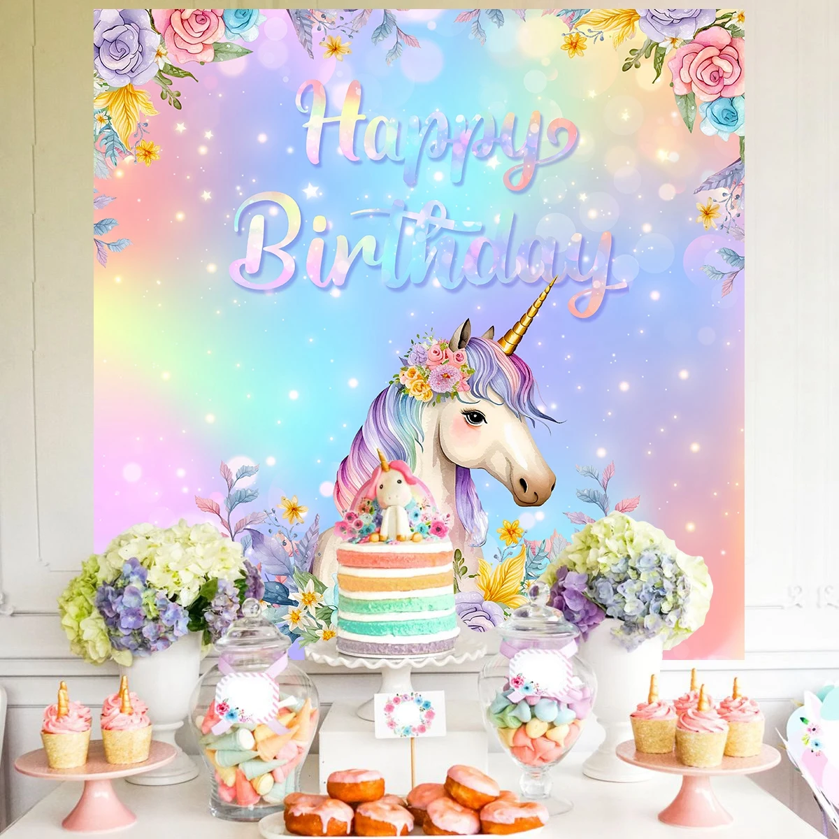 Фон для фотосъемки в виде единорога на день рождения