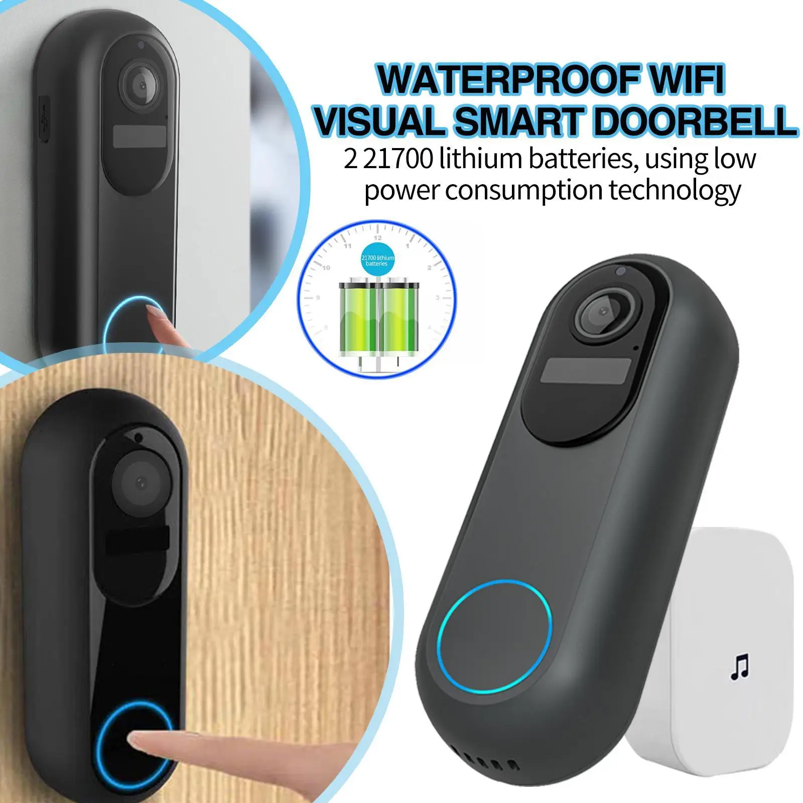 WiFi Video Doorbell HD 1080P HD Night Vision Remote Wireless Two Way Intercom Home Security Door Bell Support 2.4G/5G