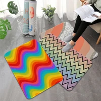 rainbow wave printed flannel floor mat bathroom decor carpet non slip for living room kitchen welcome doormat