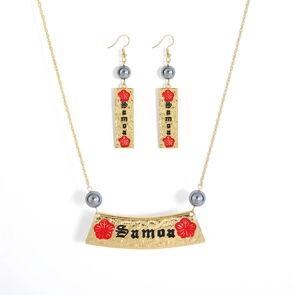 

Vsy модные Гавайские горячие продажи 18k позолоченные стержни Самоа Ожерелье Комплект сережек для женщин