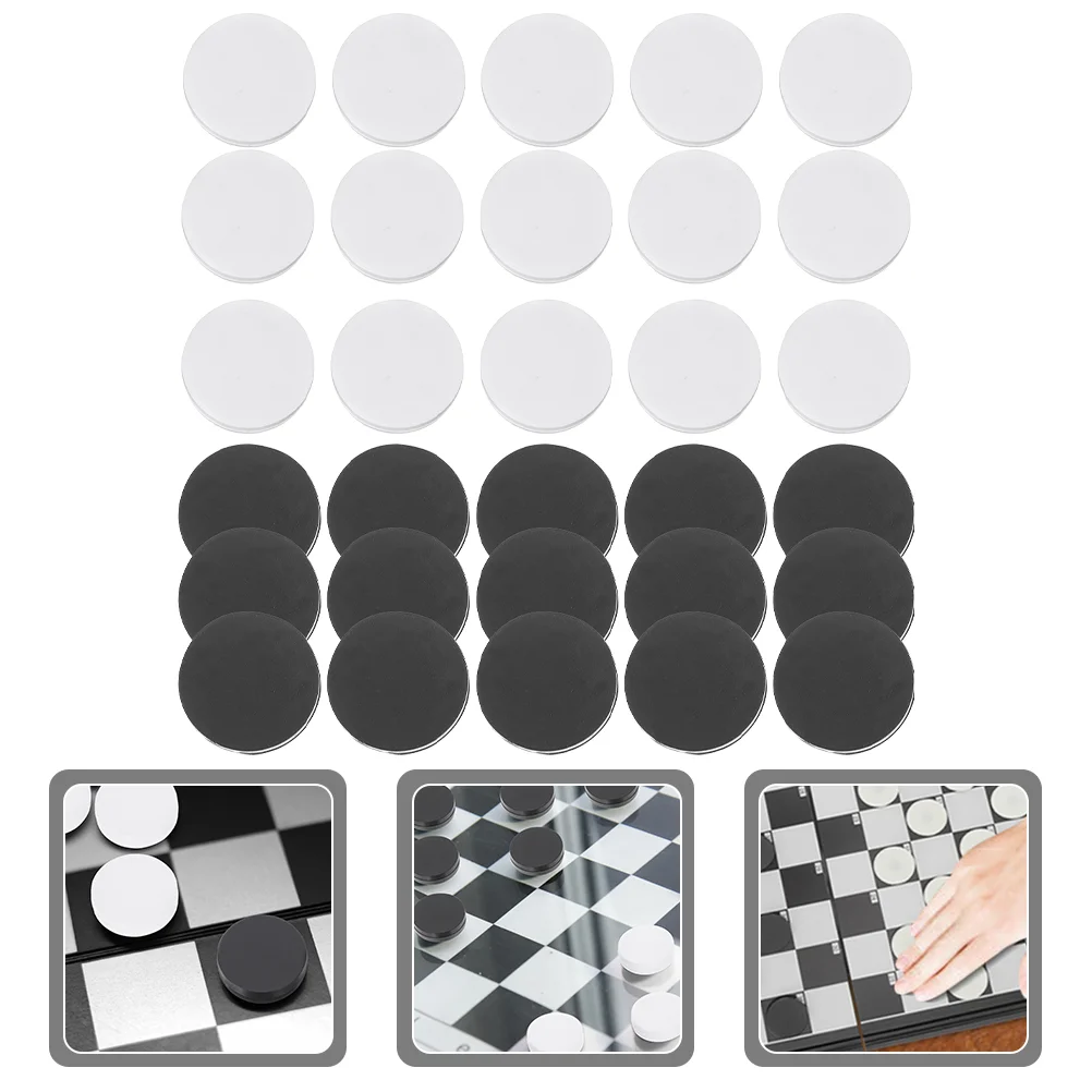 

Chess Pieces Board Backgammon Game Classic Checkers Replacements Gameschips White Black Checker Accessories Party Round