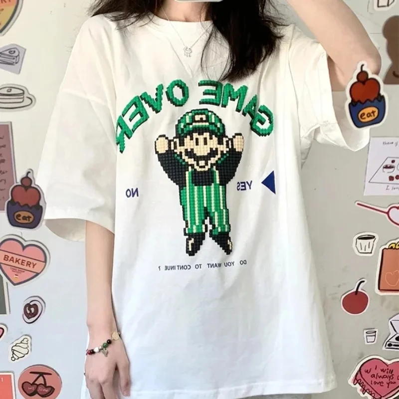 

Футболка женская хлопковая в стиле Super Mario, с рисунком