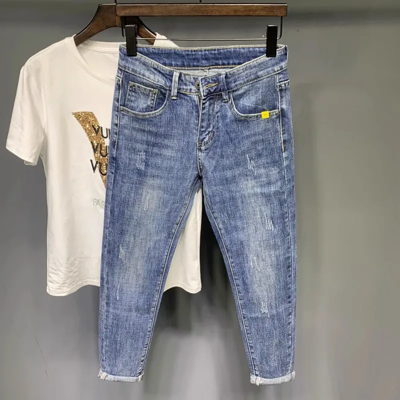 Новые мужские модные свободные облегающие джинсы в Корейском стиле прямые