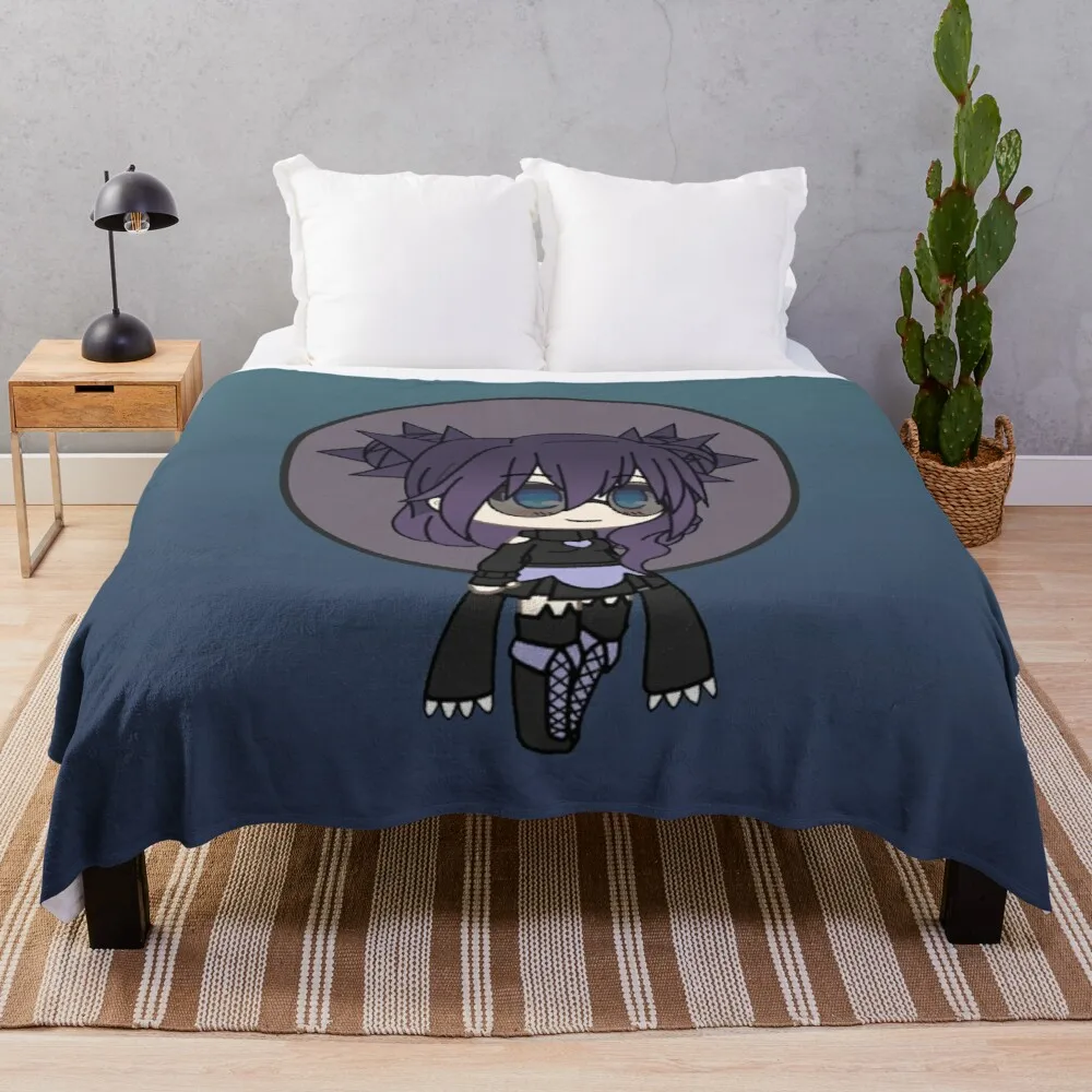 

Woven Blanket Art Fur Blanket Twin Bunk Beds Sofa Cute Gacha Girl - Kira Pastel Goth Chibi Girl Throw Blankets