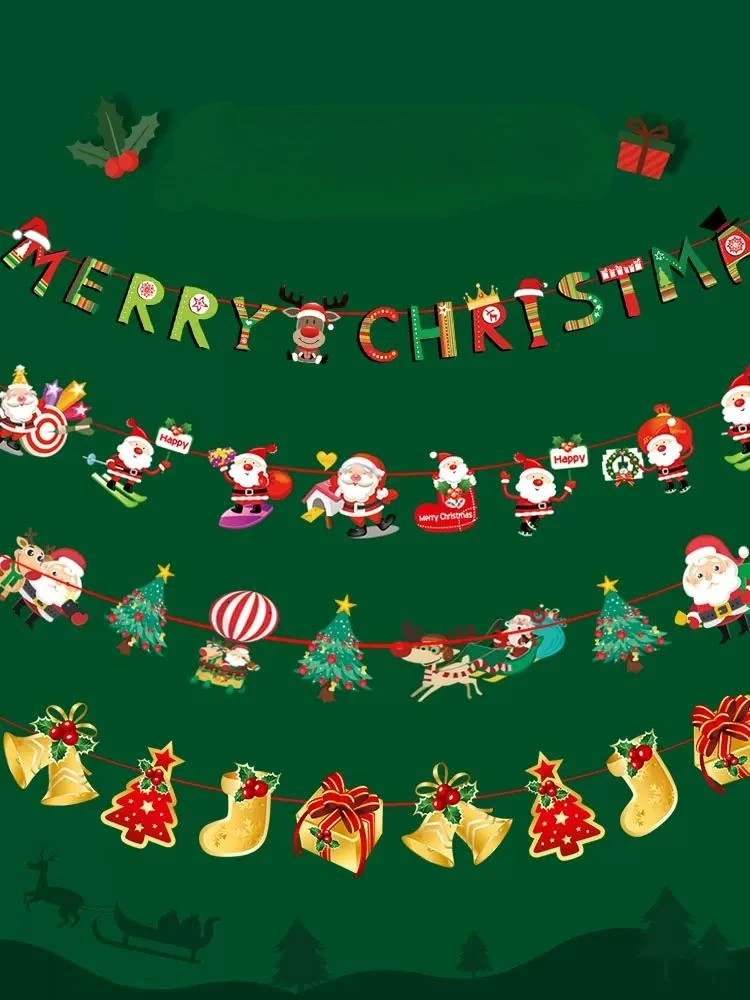 

Christmas Flag and Flower Hanger Room Scene Decoration