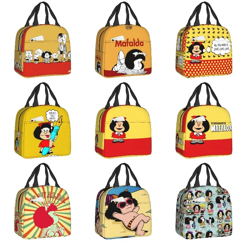 

Индивидуальная милая сумка для обеда Mafalda для мужчин, женщин, мужчин, теплые термоизолированные коробки для обедов для детей и школы