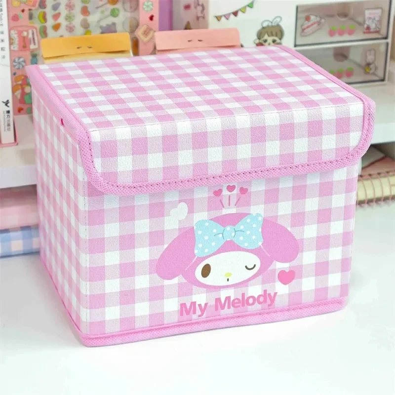 Коробка для хранения аниме Sanrio Kawaii Cinnamoroll Melody Kuromi складная корзина с крышкой