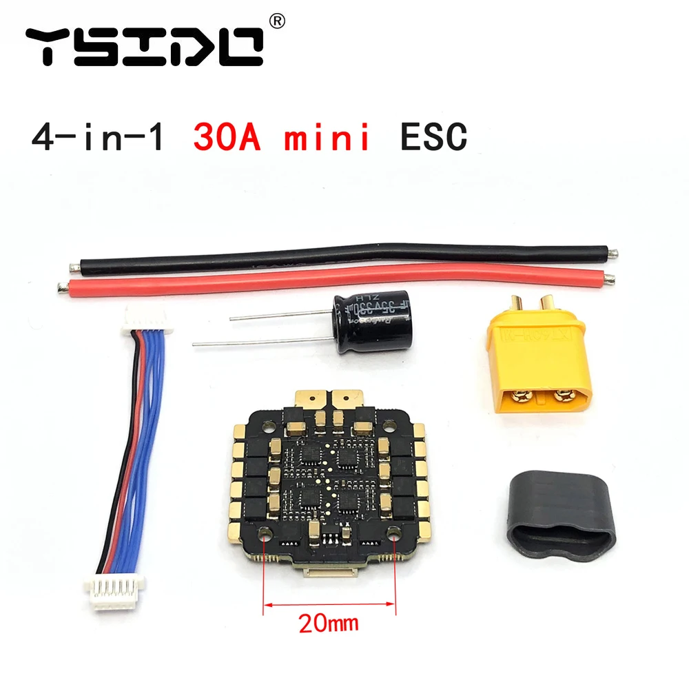Контроллер YSIDO Mini 3 ~ 5S Lipo 4 в 1 ESC с Blheli-S/Dshot600 для гоночных дронов FPV радиоуправлением