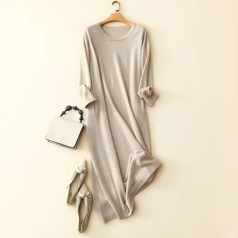 Женское длинное вязаное платье aliaga с круглым вырезом