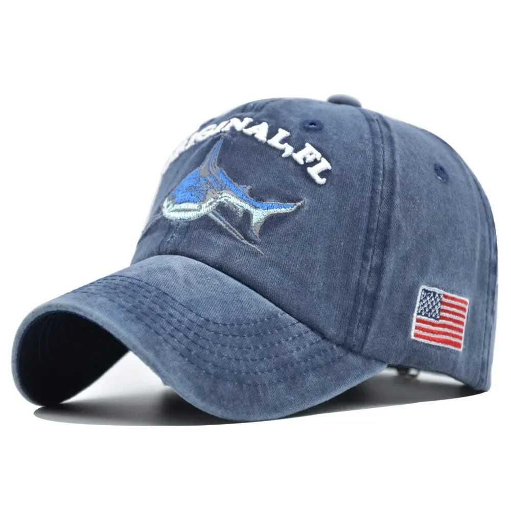 Модная бейсболка с 3D вышивкой акулы мужская Snapback женская хлопковая шляпа для