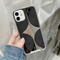 cute abstract spiral makeup mirror clear phone case for iphone 12 11 pro max x xr xs max 12mini 7 8plus shockproof cartoon cover