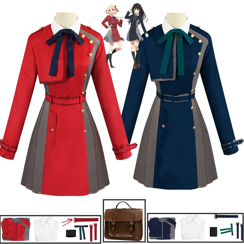 

Anime Lycoris Recoil Inoue Takina Cosplay Nishikigi Chisato Red Uniform Dress Costume Women Halloween Uniform Skirts Ouifit