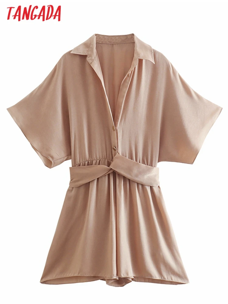 

Tangada Women Solid Loose Playsuits Bow Sleeveless Rompers Ladies Casual Chic Jumpsuits 4M193