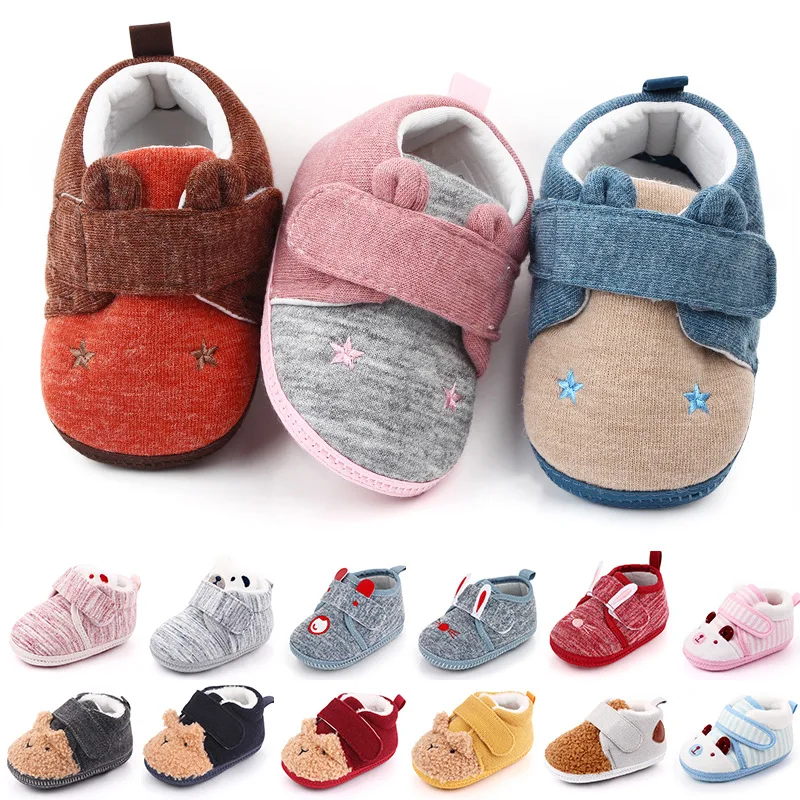 

Baby Winter Warm Shoes Thick Fleece Plush First Walker Shoe Anti-skip for Newborn Baby Girls Boys Infant Toddlers Soft Sole