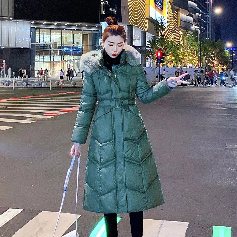 Down Cotton Jacket Women 2022 Winter New Fashion Loose Casual Bread Padded Coat Female Large Size Long Fur Collar Thick Parkas