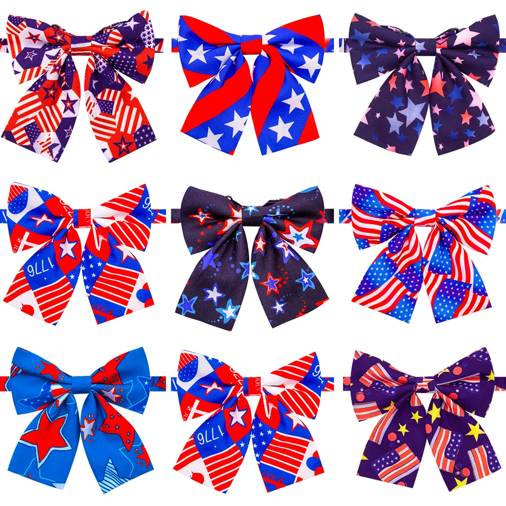 

New 50/100 Dog Bow Tie Pet Accessories American Independence Day Dog Decoration Pets Dogs Bowites Pet Grooming Shop Decoration