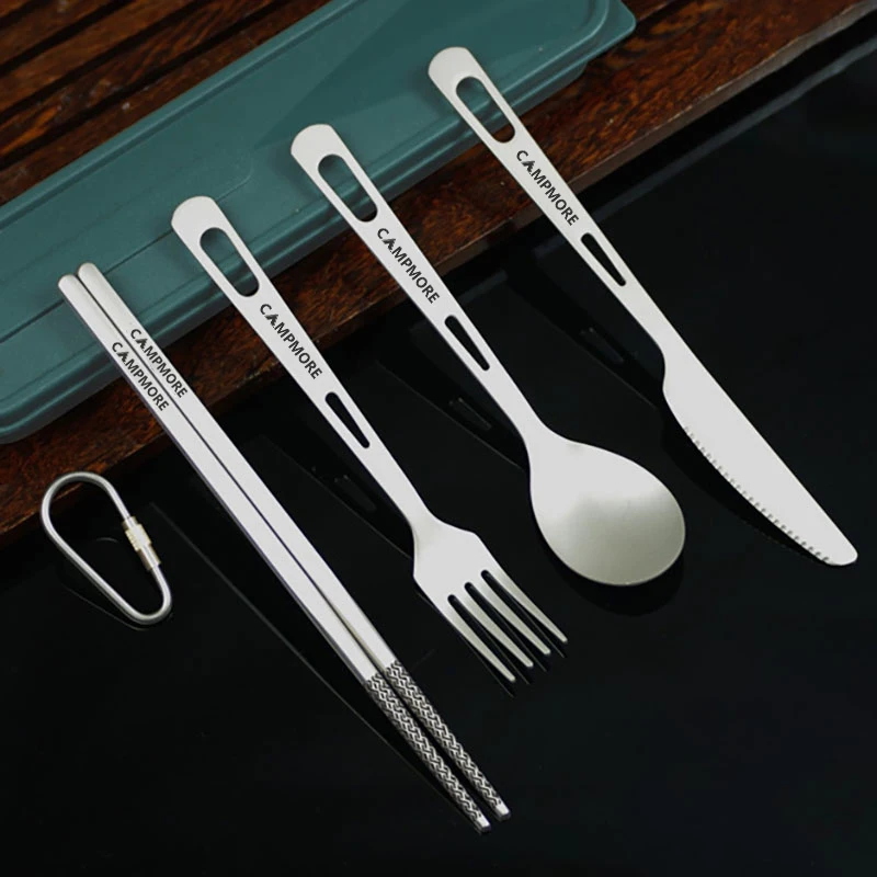 

Pure Titanium Tableware Knife Fork Spoon Chopsticks Travel Picnic Camping Utensils Supplies Outdoor Portable Lightweight Cutlery