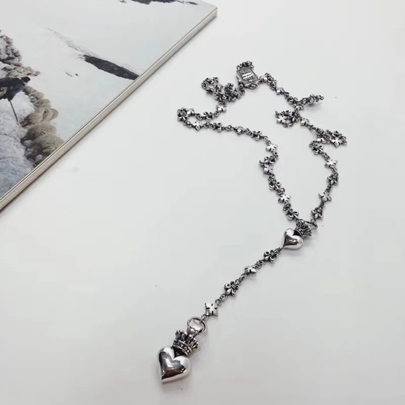 

S925 sterling silver tide brand punk Simple love wings clavicle necklace fashion temperament versatile neck chain women girl