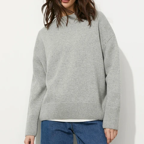 2023 Новый женский свитер хорошего качества с круглым вырезом, осенне-зимняя одежда, вязаный пуловер, свитер с длинными рукавами, Pull Femme