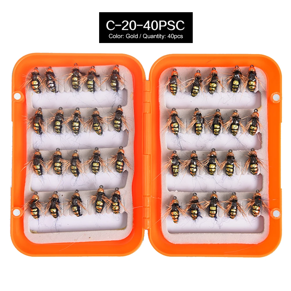 

40 шт./кор. бусина с головкой, быстротонущая Нимфа, СКУД, нахлыстовое червье, тройная искусственная приманка, рыболовные крючки