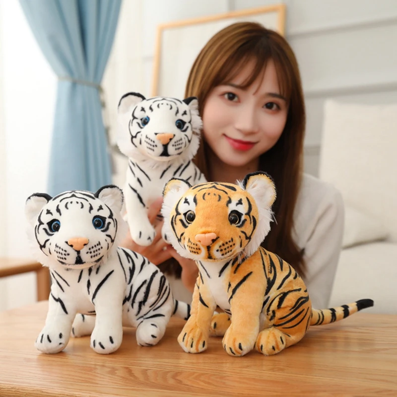 

Simulated Sitting Cub Little Tiger Doll Cute Cartoon Animals Pillow Stuffed Dolls Plush Toy Brown for Kids Friend Gift 25cm