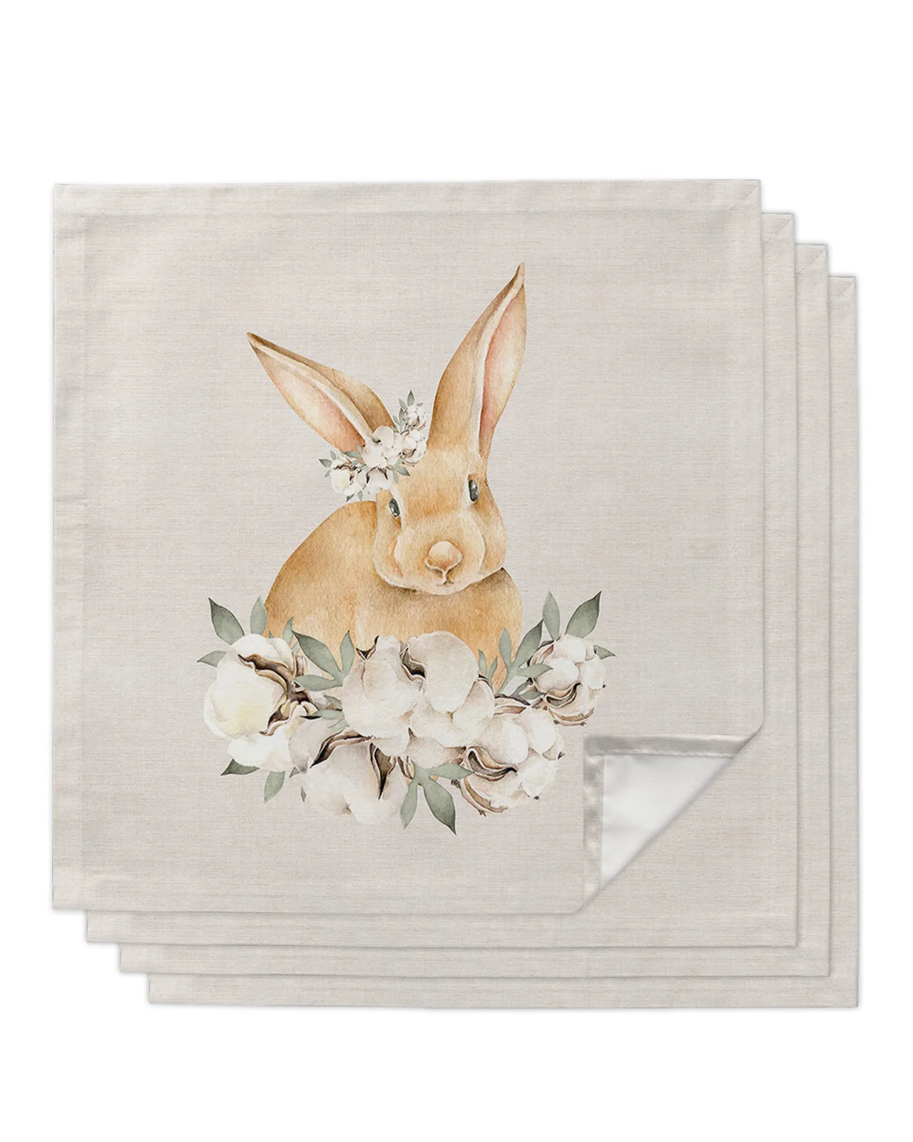 

Пасхальные акварельные хлопковые салфетки в виде кролика, носовой платок, свадебная Банкетная скатерть для обеденного стола, украшение для вечеринки