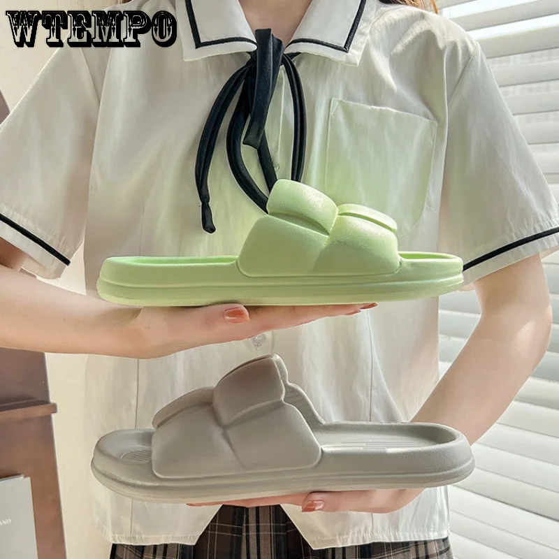 WTEMPO Thick Platform Shoes Cloud Slippers Summer Women Non-slip Bathroom Home Mute Slides EVA Soft Couples Sandals Wholesale