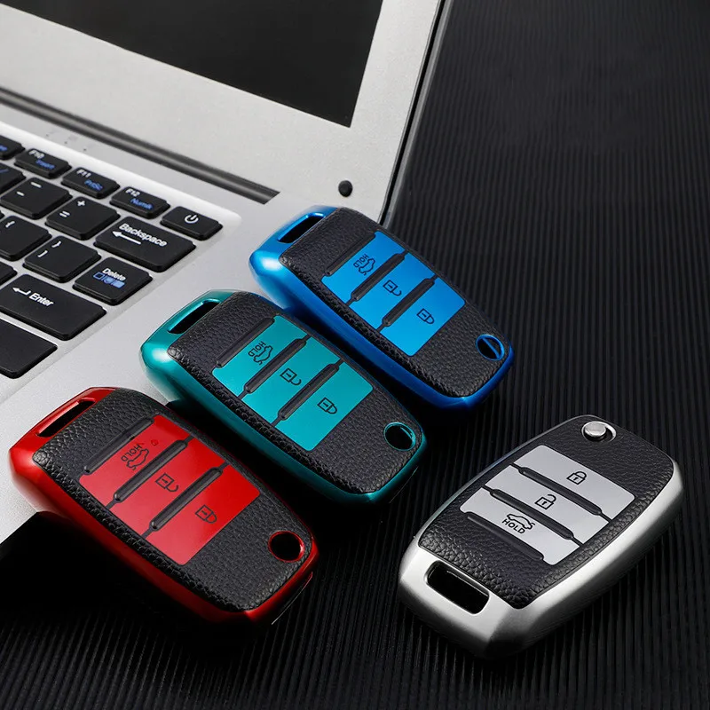 

Чехол для автомобильного ключа из ТПУ и кожи с 3 кнопками для Kia Rio 3 K2 Ceed Cerato K3 Sportage 4 Picanto K5 Optima Sorento Forte Stinger 2017 2018