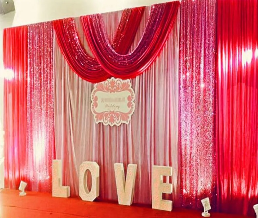 

New Sequin Swags Wedding Backdrop Curtain Sequin Event Party Celebration Stage Background Drapes Wall Marriage Stage Decoration