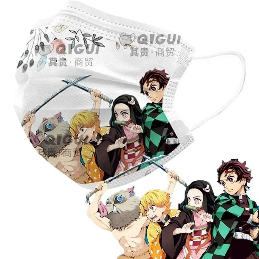 

Demon Slayer Cosplay Tanjirou Masks Adults Children's Cute Anime Printed Masks Party Cosplay Masques Halloween Face Accessorie
