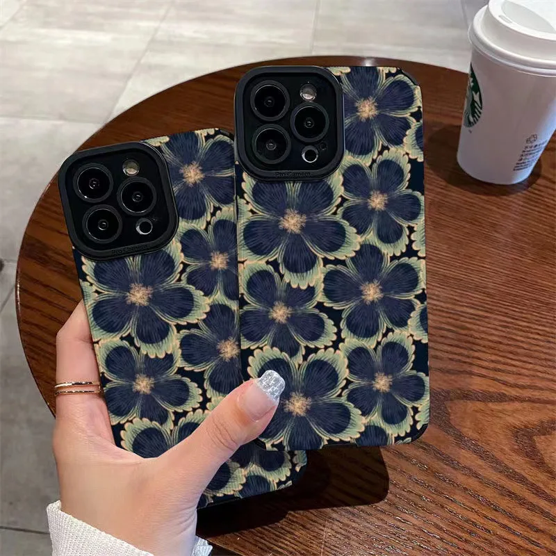 

Romantic Full Screen Flowers Phone Case For iPhone 14 13 11 12 Pro Max 14 Plus X XR XS Max 7 8 Plus Case Protective Cover