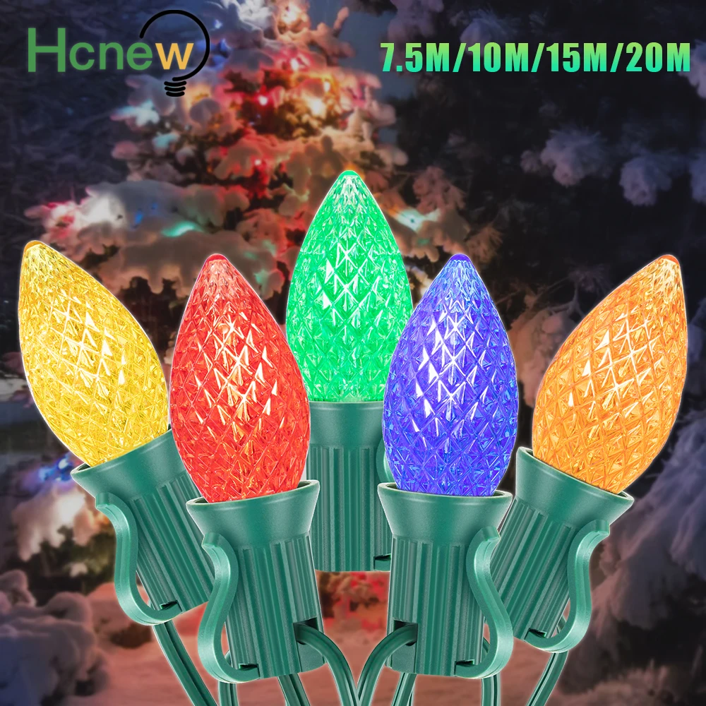 Разноцветные C7 Led EU 220V США 110V Уличные гирлянды Водонепроницаемые для наружных