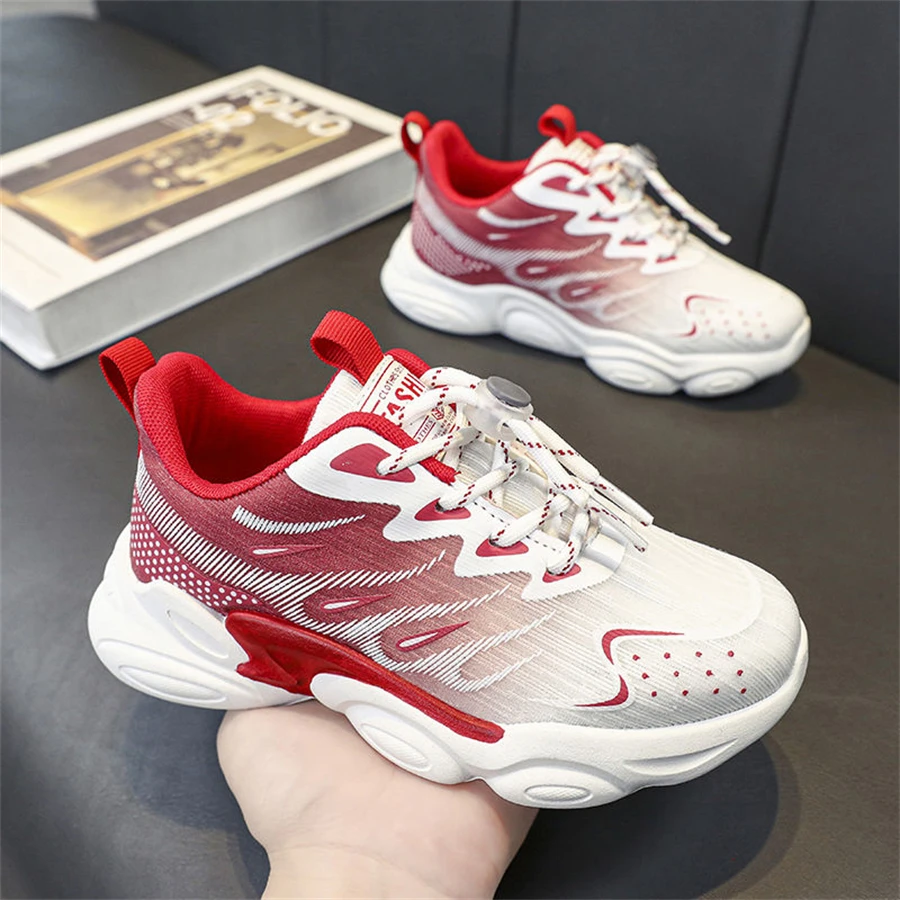 White Red Children's Shoes 2023 Summer Breathable Boys' Sports Shoes Girls' Shoes INS Dad Shoes Fashion Student Running Shoes