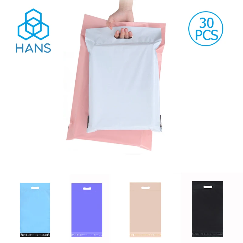 

Poly Mailers with Handle 30PCS Easy to Carry Envelopes Mailing for Clothing with Self Seal Adhesive Tear Proof Postal Packages