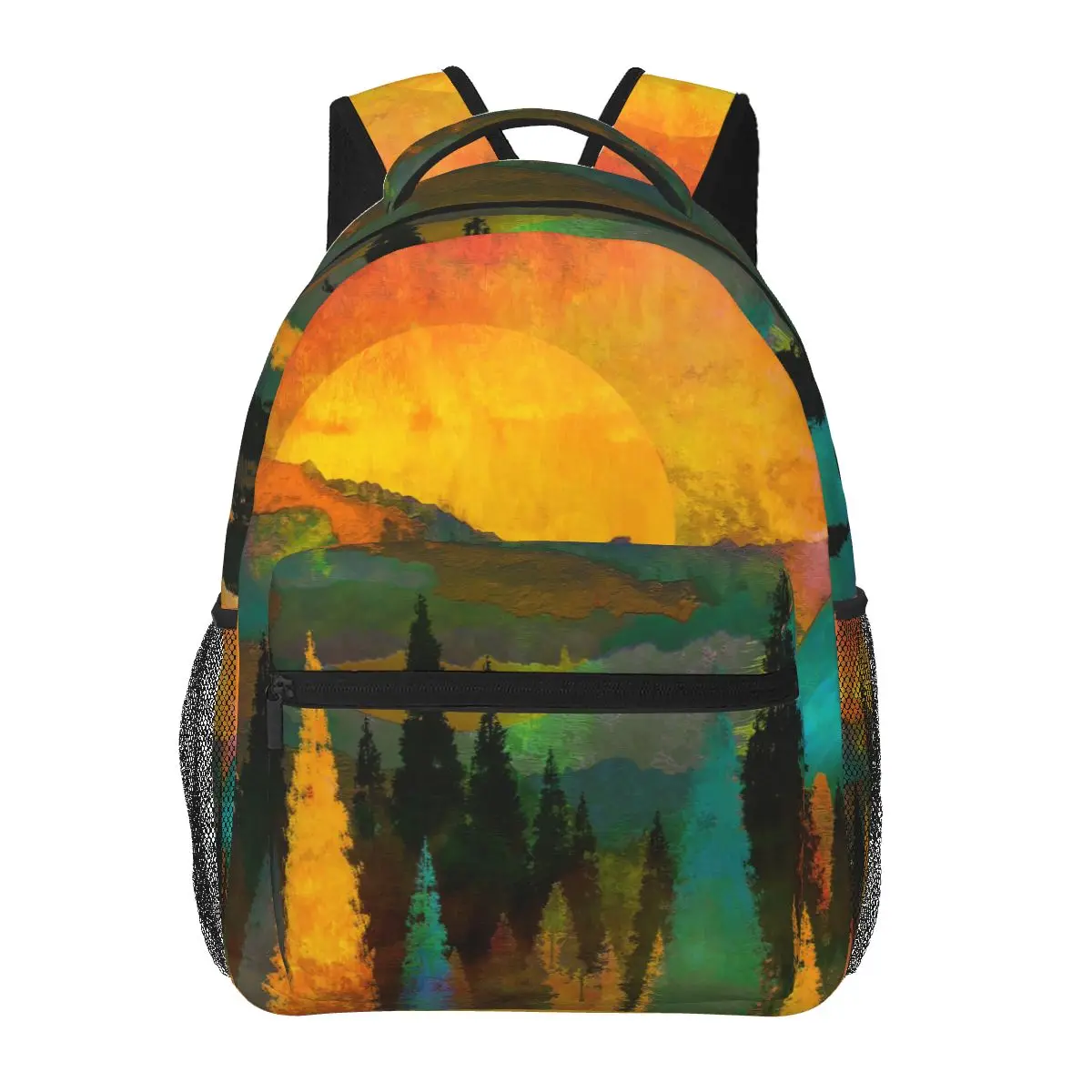 

Women Backpack Sunset Forest Tree Painting Fashion Bag for Women Men School Bag Bookbag Mochila