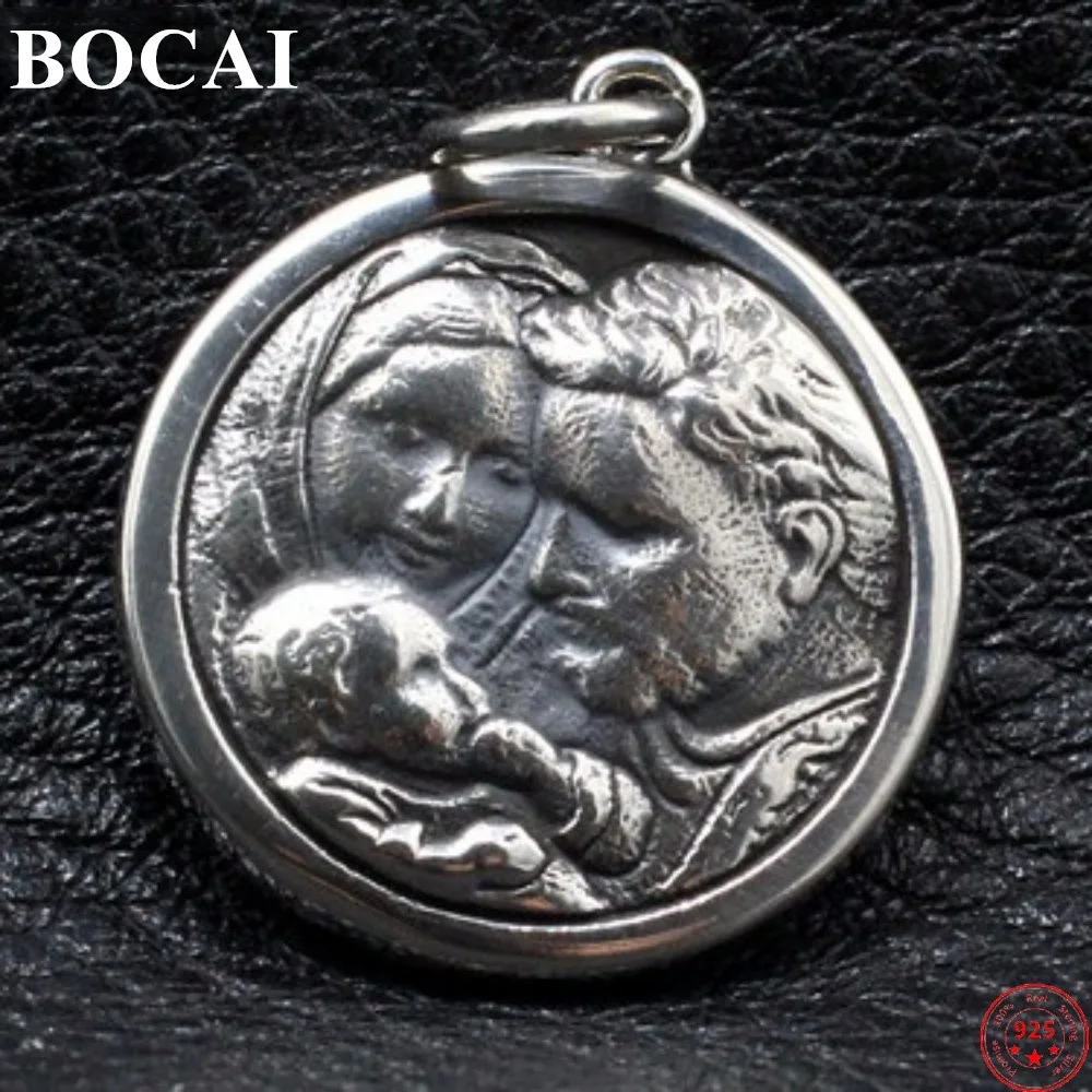 

BOCAI S925 Подвеска из стерлингового серебра для мужчин и женщин Рождественский подарок Дева Мария детская фотосессия Амулет из трех святых ювелирные изделия