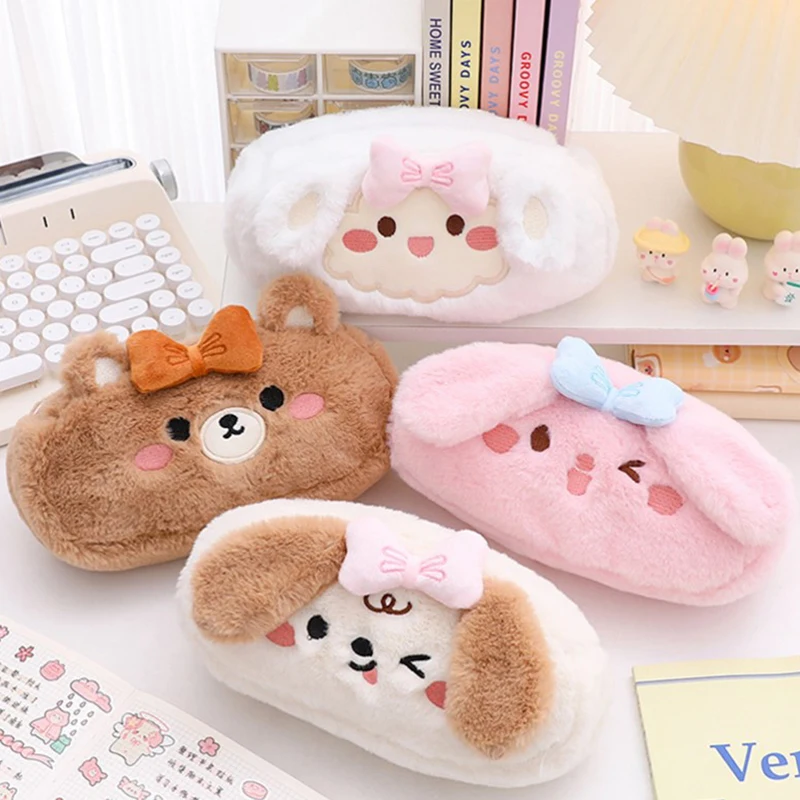 

Plush Pencil Case Kawaii Stationery Pen Case Soft Winter Pencilcase School Supplies Trousse Cute Pencil Pouch