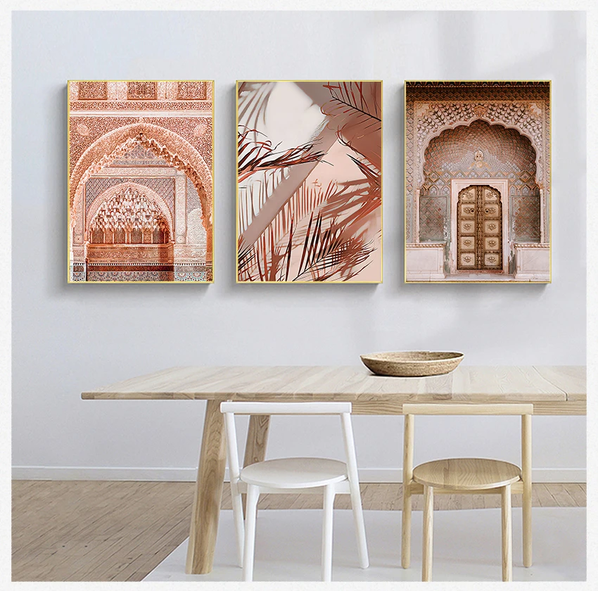 

Настенная Художественная печать, архитектура двери Марокко, ВИНТАЖНЫЙ ПЛАКАТ, домашний декор, Исламская мусульманская религия, холст, живопись, растения, листья