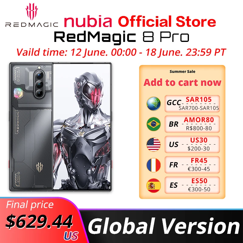 Nubia Redmagic 8 Pro Global Version 5G Gaming Smartphone 6.8'' 120Hz AMOLED Snapdragon 8 Gen 2 65W super fast charge 6000mAh NFC