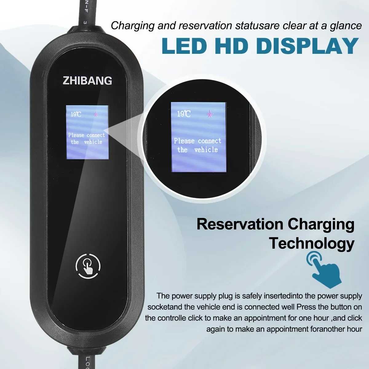 Тип 2 EVSE EV зарядное устройство Уровень 16 А портативное электрическое
