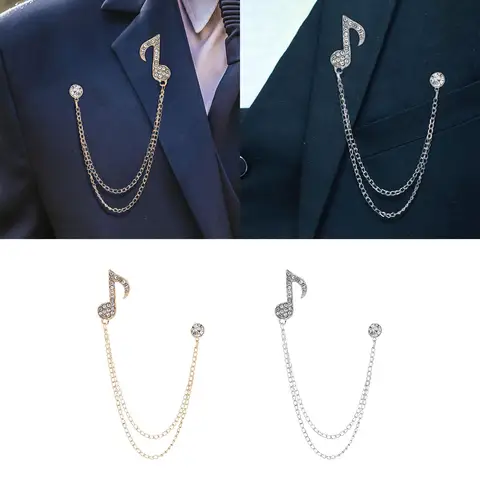 Брошь с музыкальной нотой, брошь-цепочка с кисточками, простая металлическая элегантная брошь для костюма